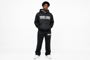 Ensemble de survêtement 2 pièces avec logo personnalisé, imprimé léopard, sweat-shirt et pantalon de jogging respirants, imprimé guépard, unisexe - Product Image 2