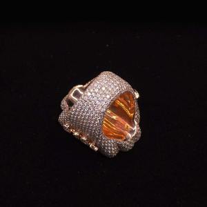 Rose <b>Gold</b> Plated Diamond Pave <b>Cocktail</b> <b>Ring</b> Geometric Baguette Cut Luxury Women's Party Jewelry - Product Image 2