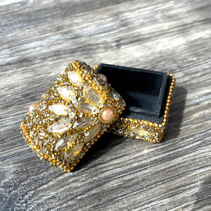 Personalized Jewelry Box Beaded & <b>Mirror</b> Work Orgnagizer Trinket Boxes with Wooden Handcrafted Wedding Favor Box - Product Image 6