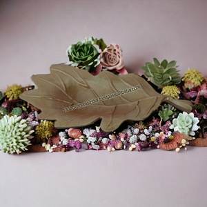 Plateau de fruits secs en métal de qualité supérieure plat de service en forme de feuille en aluminium plaqué or pour hôtel à la maison - Product Image 3