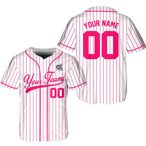 Maillot de baseball blanc à fines rayures menthe et turquoise, boutonné, uniforme d'équipe avec nom et numéro personnalisés, style professionnel, vente en gros - Product Image 6