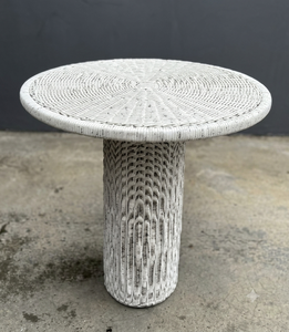 Modern Round Synthetic Rattan Outdoor <b>Dining</b> <b>Table</b> Weatherproof Wicker Pedestal French Bistro Patio Furniture Garden <b>Table</b> - Product Image 1