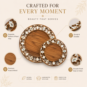 Luxury Mother of Pearl Handicrafts Wooden Serving Tray for Eid Decor Arabic Ramadan Home Decoration Kitchenware and Premium <b>Gift</b> - Product Image 5