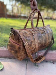 New Designer Crunch Leather <b>Luggage</b> Bags Multi Uses Handmade Bag Unisex Travel Bag Big Size Multi Use Unique Design Handbag - Product Image 2