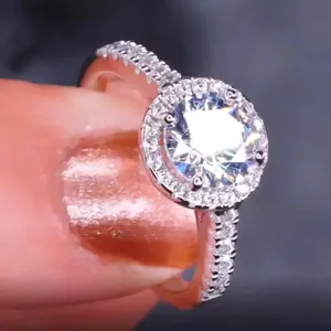 2.30 TCW Round Cut Moissanite Bridal Set Engagement Ring 14k White Gold Plated - Product Image 1