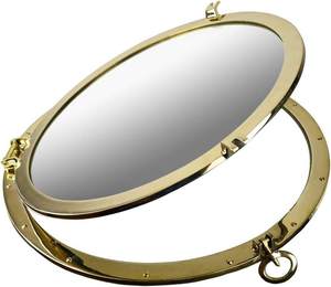 Miroir de hublot en laiton massif, style fenêtre de bateau vintage, rond, pour salle de bain, salon, décoration de maison de style côtier - Product Image 2