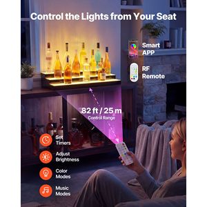 Espositore per Bottiglie di Liquori a 3 Livelli in Acrilico con Illuminazione LED, 30 Pollici, Controllato da Telecomando RF e App, Scaffale per Bar Domestico - Product Image 5