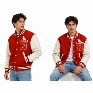 Chaqueta Universitaria Premium, Cuerpo de Lana, Mangas de Cuero, Parche Bordado, Chaqueta Personalizada para Equipos, Parche de Chenilla, Chaqueta de Béisbol - Product Image 6