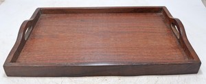 Grand plateau de service vintage en bois, artisanal et ancien - Product Image 2