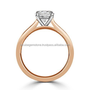 Anillo de bodas de oro blanco de 14K certificado 2,00 Ct forma redonda solitario de moissanita blanca genuina para compromiso o regalo - Product Image 5