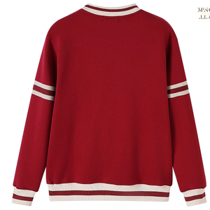Sweat-shirt unisexe rouge à col rond, coupe classique, en coton tricoté, couleur unie, pull décontracté, style hiver, broderie Delta Crimson DST - Product Image 2