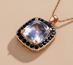 จี้สร้อยคอรูปวงแหวนมูนสโตน ทองเหลือง เงินแท้ 925 ทอง 14K ประดับแบล็คสปิเนล แฟชั่นโดดเด่น ของขวัญสำหรับผู้หญิง รุ่นพิเศษ - Product Image 4