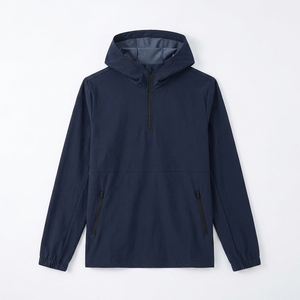 Custom Men's Half Zip Varsity Windbreaker <b>Jacket</b> <b>Waterproof</b> Plain Dyed Nylon Mesh Lined <b>Lightweight</b> <b>Running</b> Gym Sportswear - Product Image 4