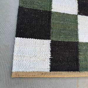 Tapis en chanvre abstrait fait main, écologique, lavable, moderne, à motifs géométriques, noir, tapis de prière, pour salon, chambre, maison - Product Image 1