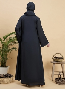 New Style Modest Abaya Robe Islamic Clothing Front Open Muslim Women Long Dress Polyester floral V Neck - Product Image 4