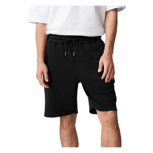 Men's Solid Black Bermuda Shorts Cotton Casual Elastic Waist Mid Rise With Pockets Breathable Knitted Style - Product Image 2