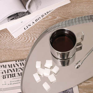 Modern Stainless Steel <b>Mirror</b> Finish Serving <b>Tray</b> Decorative Oval Metal <b>Tray</b> for Coffee Table Dining and Display - Product Image 2