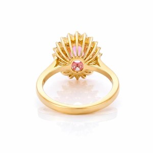Pink Sapphire 1CT Oval Cut Moissanite Gemstone Floral Cluster Ring Original 10K Solid Gold Fine Anniversary Promise <b>Gift</b> <b>Her</b> - Product Image 5
