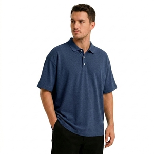 Camiseta de Manga Corta Azul Marino para Hombre, Corte Regular, Tejido de Punto, Color Sólido Informal, Cuello de Solapa, Transpirable y Ecológica - Product Image 4