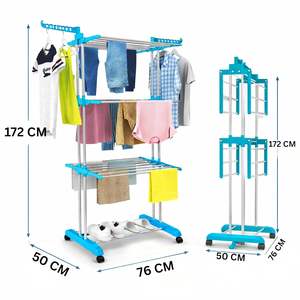 Tendedero Plegable con Ruedas, de 3 Niveles, Resistente, de Acero Inoxidable, Tendedero de Ropa de Gran Tamaño - Product Image 4