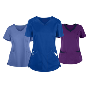 เสื้อสครับผ้ายืดสำหรับโรงพยาบาลเสื้อทางการแพทย์เสื้อสำหรับทันตกรรมเสื้อมีโลโก้ - Product Image 1