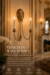 Luxury European Venetian Baroque <b>Wall</b> <b>Sconce</b> Premium Decorative <b>Wall</b> <b>Light</b> with Elaborate Ornamental Mirrorwork, Elegant Brass S - Product Image 6