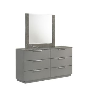 Elara Elegant Gray <b>Large</b> Wall Mirror with High Gloss <b>Marble</b> Lacquer Frame Two Tone Reflective Surface Includes Bracket - Product Image 4