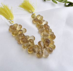 สร้อยคอประดับพลอยเลมอนควอตซ์ทรงหยดน้ำธรรมชาติ, พลอยสำหรับทำเครื่องประดับชั้นดี - Product Image 3