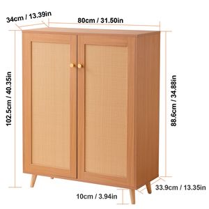 Meuble à chaussures en rotin à 5 niveaux de style Farmhouse avec 2 portes et étagères réglables - 40,35 pouces de hauteur - Product Image 2