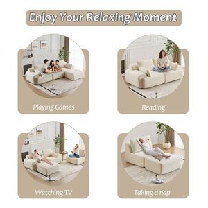 Divano Sezionale Moderno in Corduroy Pet-Friendly con Sezione a F, Grande Divano Modulare per Soggiorno in Memory Foam Compresso, Design Cloud - Product Image 6