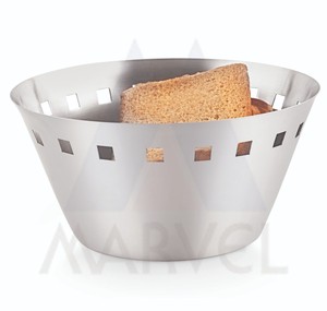 Stainless Steel Metal Designer <b>Bread</b> Serving <b>Basket</b> With 5 Lines Design for Hotel Restaurant Home Use - Product Image 2