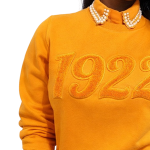Sigma Gamma Rho 1922 Gold Chenille Sweatshirt Women Embroidery Cotton Blend Long Sleeve Casual Stylish Fit - Product Image 3