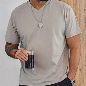 T-shirt homme Maden en gros, style vintage, décontracté, séchage rapide, col en V, uni, à manches courtes, haut d'été - Product Image 6