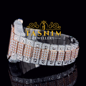 Reloj de Hombre de Alta Calidad con Diamantes Moissanite VVS Cuadrados, Acero Inoxidable, Chapado en Oro Blanco, Números Romanos, Estilo Ejecutivo y Hip Hop - Product Image 3
