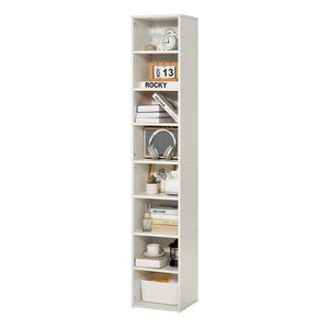 71\" Tall <b>Open</b> Bookcase 8 Tiers Narrow Bookshelf Height-Adjustable Freestanding Display <b>Storage</b> Floor Bookcase Made of Wood - Product Image 1