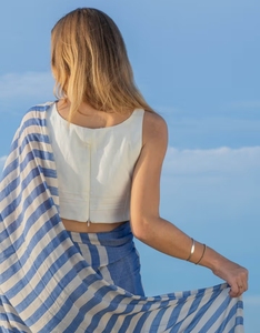 Sari de Bambú y Algodón KV Midnight Mirage Stripes con Blusa sin Coser, para Fiesta, Sin Arrugas, de Secado Rápido - Product Image 3