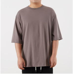 T-shirt unisexe en coton surdimensionné, couleur unie, manches courtes, col rond, coupe ample, vêtements décontractés, toutes saisons, tissu jersey tricoté - Product Image 2