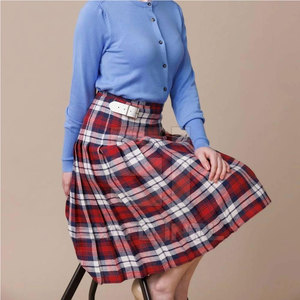 Women Casual Solid Knitted Breathable Kilt <b>Skirt</b> with <b>Elastic</b> Waist Pleated Mini <b>Skirt</b> 100% Polyester - Product Image 2