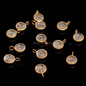 Colgante de Cuarzo Natural Tallado en Forma de Flor con Baño de Oro Vermeil, Plata de Ley 925, Gema de Cristal, Joyería de Cristal Curativa - Product Image 4