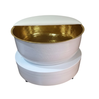 Bol de spa en cuivre martelé finition dorée avec chariot blanc et repose-pieds, outil de pédicure, bol de spa pour repose-pieds