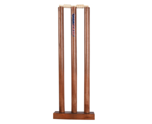 Piquets de cricket en bois pour placement multi-surfaces avec base en bois. 3 piquets et 2 barres de frappe BY NAQQASH SPORTS - Product Image 1