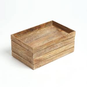 Bandeja rectangular multifuncional de bambú y nogal con acabado en color marrón para servir comida, café y desayuno. - Product Image 3