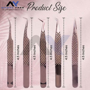 Kit Profesional de Pinzas para Pestañas, Juego de 6 Piezas de Pinzas para Pestañas de Acero Inoxidable con Levantador de Pestañas, Acabado Metálico Rosa - Product Image 3