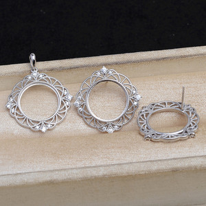 925 Silver Horse Shell Empty <b>Tray</b> DIY Accessories for Pearl <b>Jewelry</b> 5844 Hollow Semi-Finished Product 15.5-15.7 Set - Product Image 2