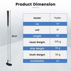 Putter da Golf Stile Mallet per Destrorsi da 35 Pollici con Copritesta, Mazze da Golf per Destrorsi - Product Image 5