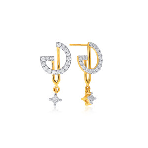 Pendientes de Oro Amarillo de 14K con Dijes de Círculo de Diamantes, Diseño de Órbita Celestial, Gotas de Halo, Órbita Infinita, Chispa Lunar y Círculo Aurora - Product Image 2