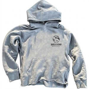 Sweat-shirt à capuche surdimensionné pour homme, style vintage, délavé à l'acide, avec ourlet brut, personnalisable, OEM - Product Image 1