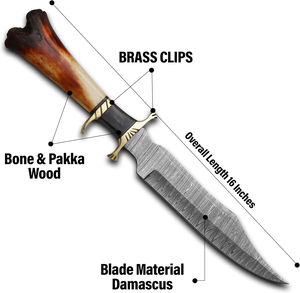 Cuchillos Bowie Hechos a Mano de Acero Inoxidable, Herramienta de Supervivencia para Exteriores, Cuchillos Bowie de Caza con Hoja Fija, Cuchillo para Acampar al Aire Libre - Product Image 5