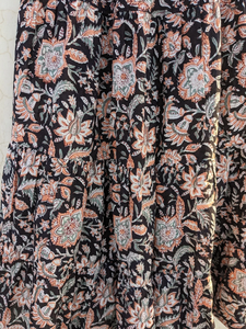 Hand Block Print Floral Cotton Maxi <b>Skirt</b> Women's Casual <b>Elastic</b> <b>Waist</b> Summer Dress Breathable Ethnic Wear - Product Image 3