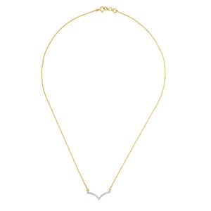Elegante Collar con Colgante en Forma de V con Diamantes Pavé en Oro Amarillo de 14K, Joyería Fina y Delicada, Cadena Minimalista para Mujer - Product Image 1